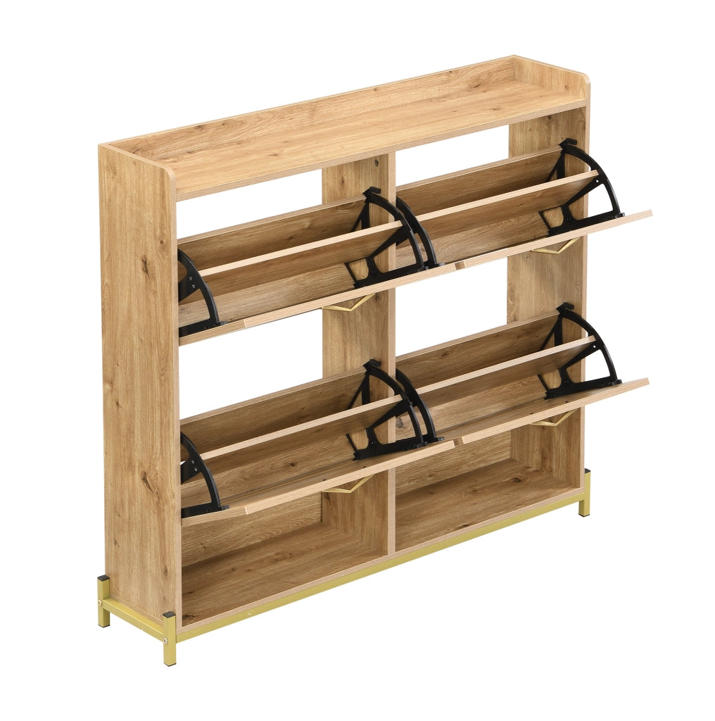 Scarpiera 108;5 x 24 x 100 cm in MDF color legno con struttura in metallo HOMVRA