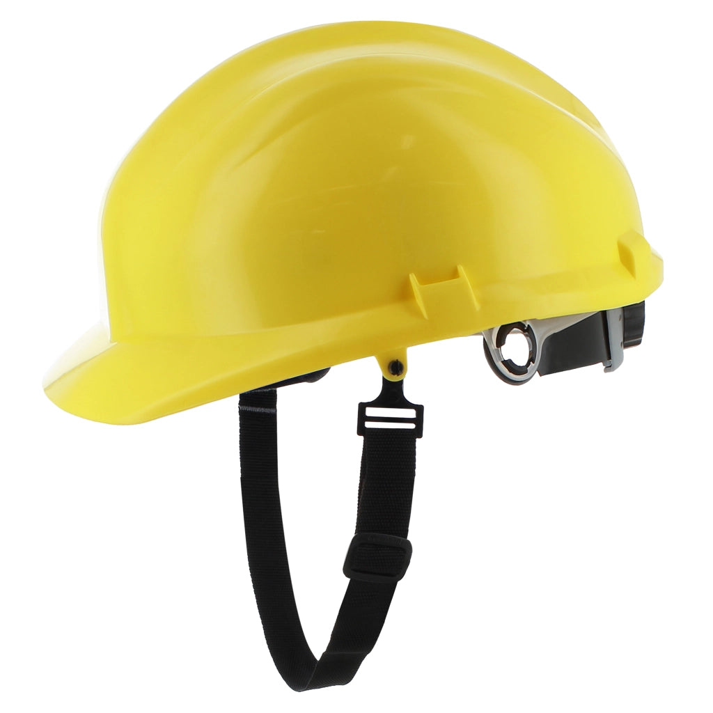 Elmetto GIALLO Casco di Sicurezza antinfortunistico da Cantiere Leggero Certificato EN 397 Con Cintino Sottogola e Rotella di Regolazione