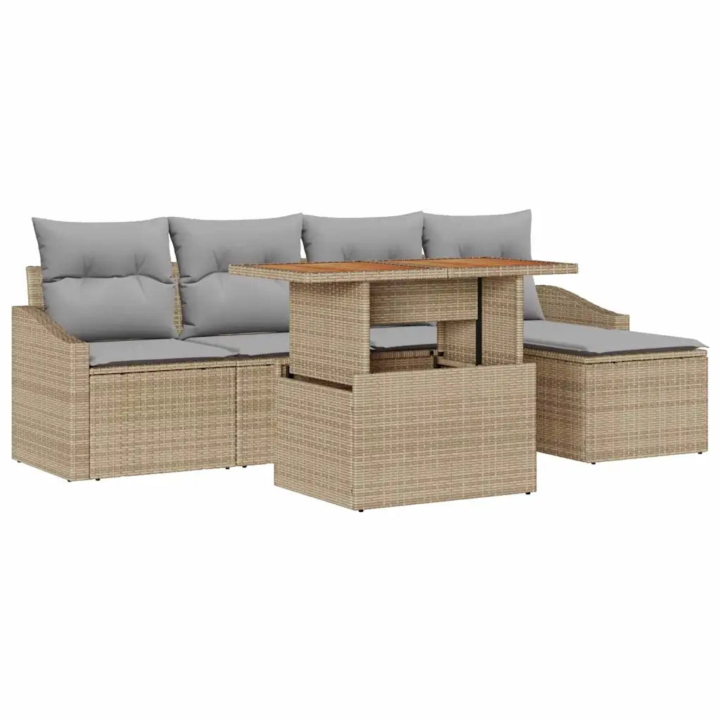 Set Divano da Giardino 6 pcs Beige Poly Rattan 3358562