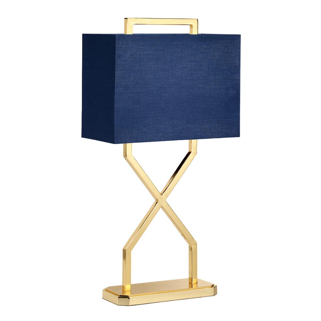 Lampada da tavolo oro paralume blu Cross E27 60W Elstead