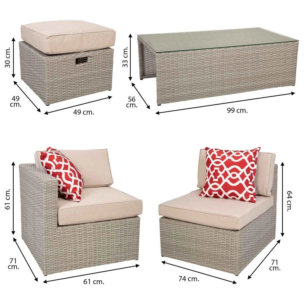 Set tavolo grigio, divano, 2 poltrone e 2 poggiapiedi