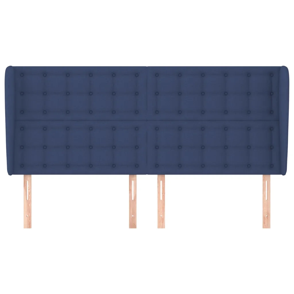 Testiera ad Orecchio-Testata con Orecchie Blu 183x23x118/128 cm in Tessuto 773107