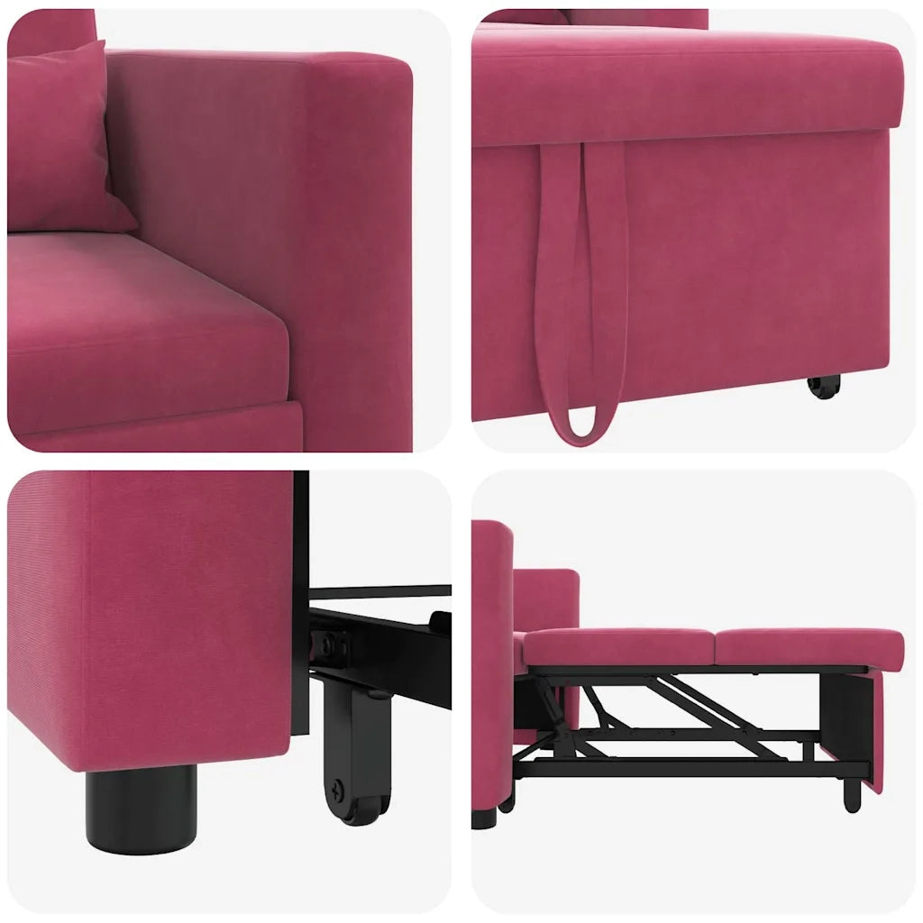 Divano letto estraibile singolo-Sofa Letto-Daybed Rosso vino 90 x 165 x 87 cm 223991