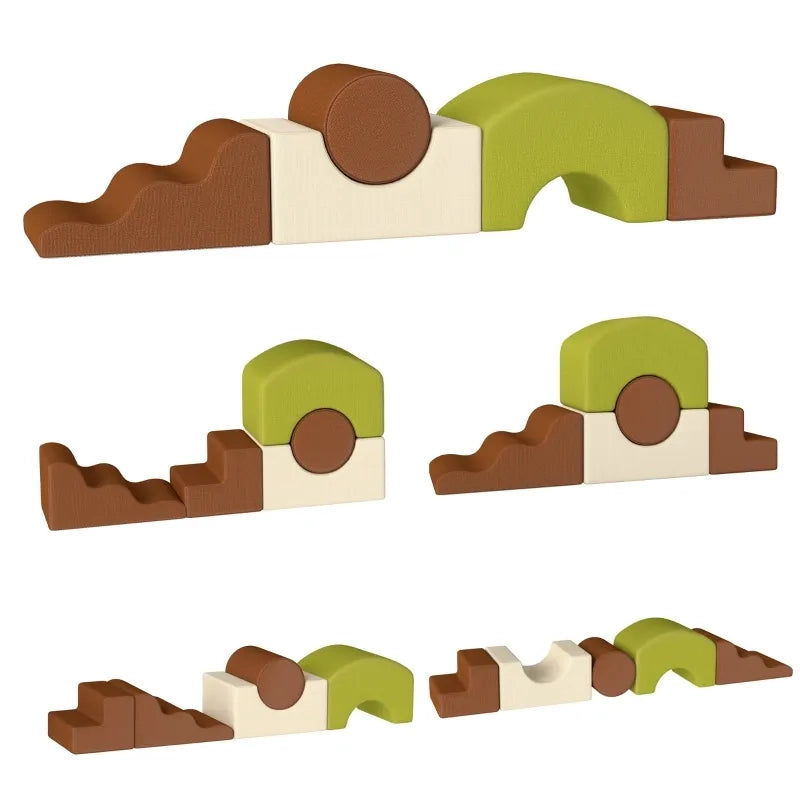 Set 5 Blocchi di Schiuma per Bambini, Velluto a Coste, Base Antiscivolo, Colorato