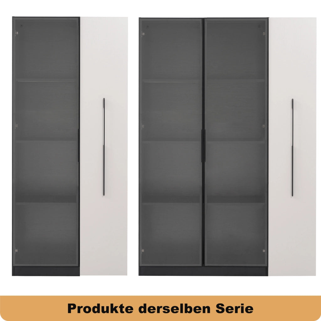Vetrina con frontale in vetro LED e cassetto estraibile laterale in MDF per soggiorno e cucina 70 × 40 × 160 cm