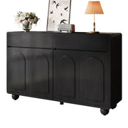 Sideboard moderno per soggiorno con ante curve, mobile contenitore in PB e MDF, piedi rotondi in metallo