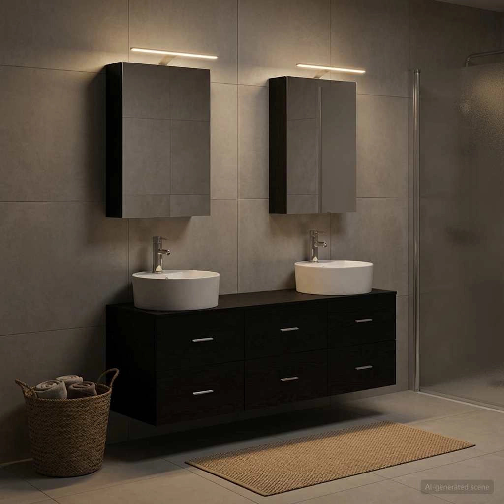 Set di mobili per il bagno 5 pz Rovere Nero 3406872