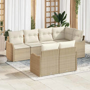 Set Divano da Giardino con cuscino 7 pcs Beige Poly Rattan