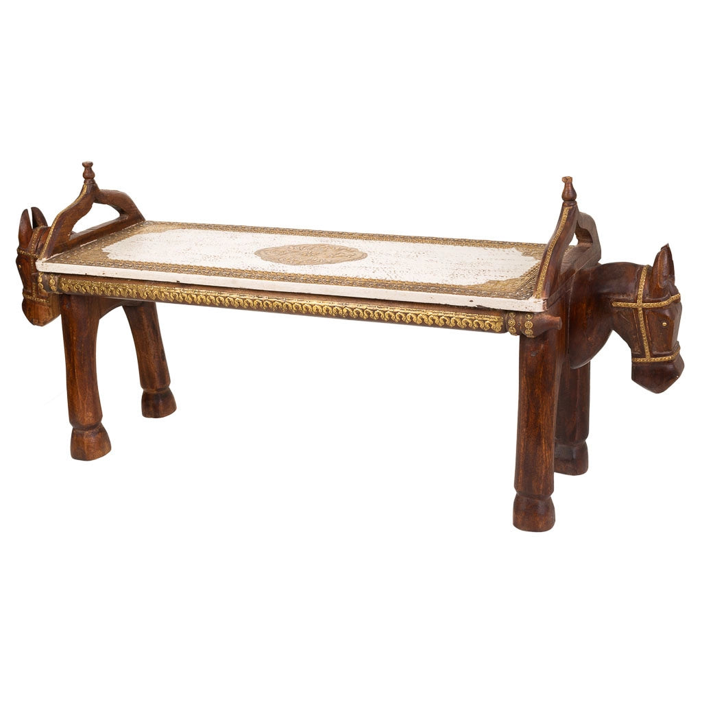 Sgabello in legno e metallo marrone 117x30,5x50h