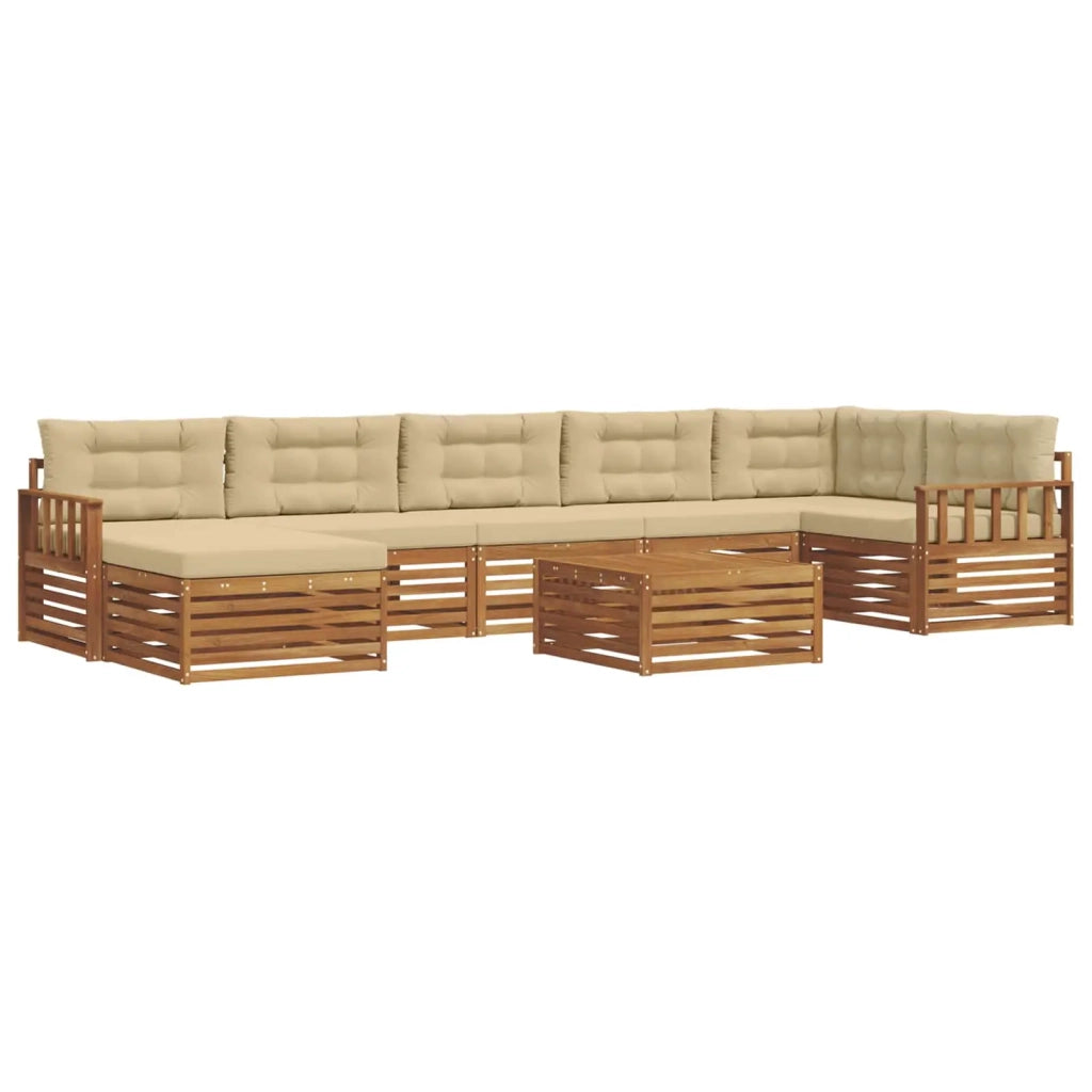 Set di divani da esterno con cuscino 8 pcs Naturale e Beige 3373853