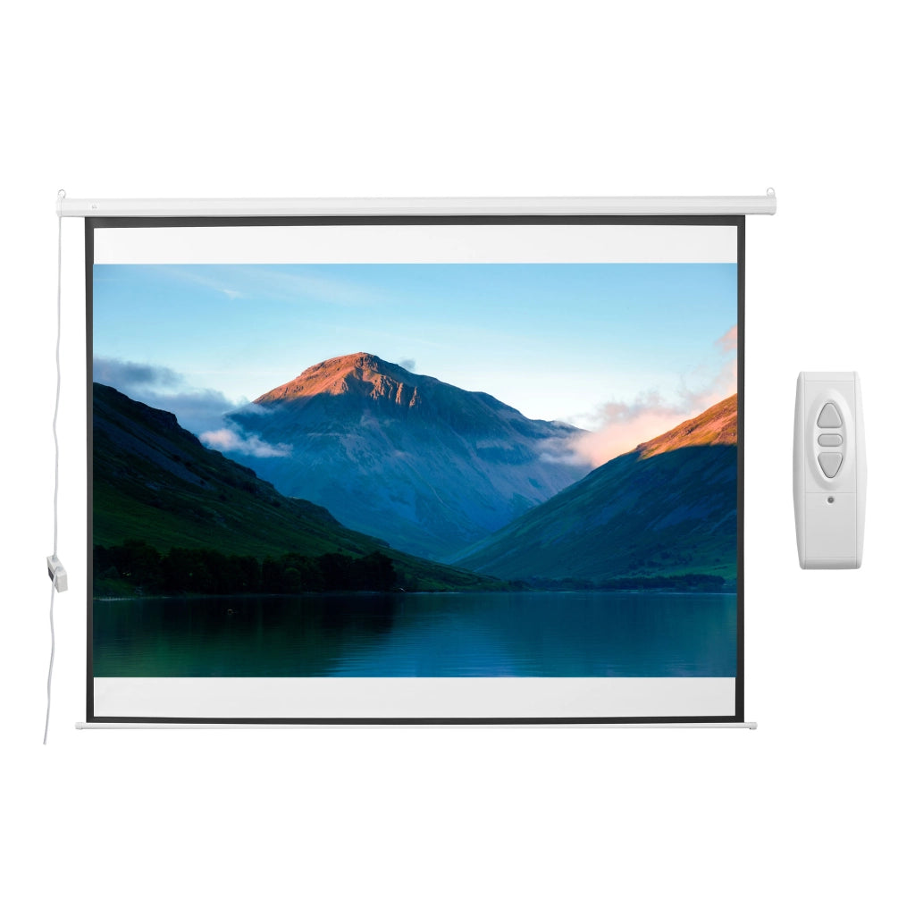 EasyComfort Schermo per Proiettore 120 Pollici Formato 4:3 Regolabile con Telecomando, Schermo di Proiezione Motorizzato Compatto, Installazione a Parete o Soffitto, 244x183 cm, Bianco