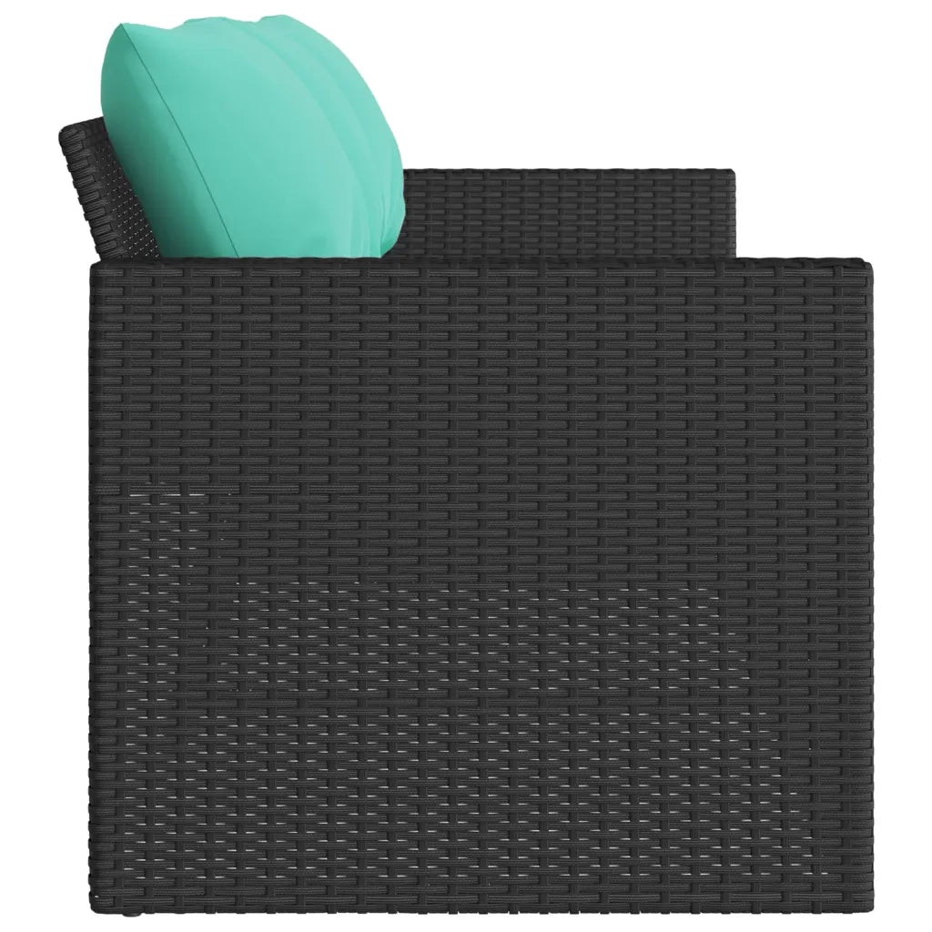Divano da Giardino a 3 Posti con Cuscini Nero in Polyrattan 366349