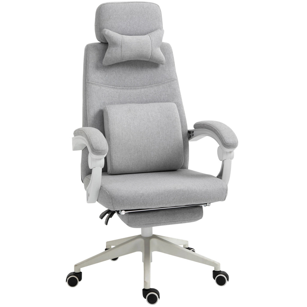 Sedia da ufficio ergonomica grigia in poliestere 62 x 68 x 117-127 cm con ruote