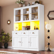 Dispensa alta da cucina in MDF bianco con ante in acrilico cassetti ripiani regolabili LED 140 × 40 × 175 cm