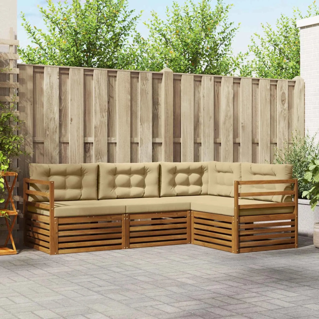 Set di divani da esterno con cuscino 4 pcs Naturale e Beige 3373363