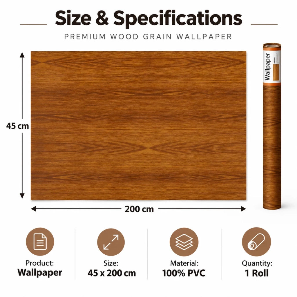 HomSeat Rivestimento Adesivo Effetto Legno Marrone 45 x 200 cm – 100% PVC – Per Pareti e Arredamento