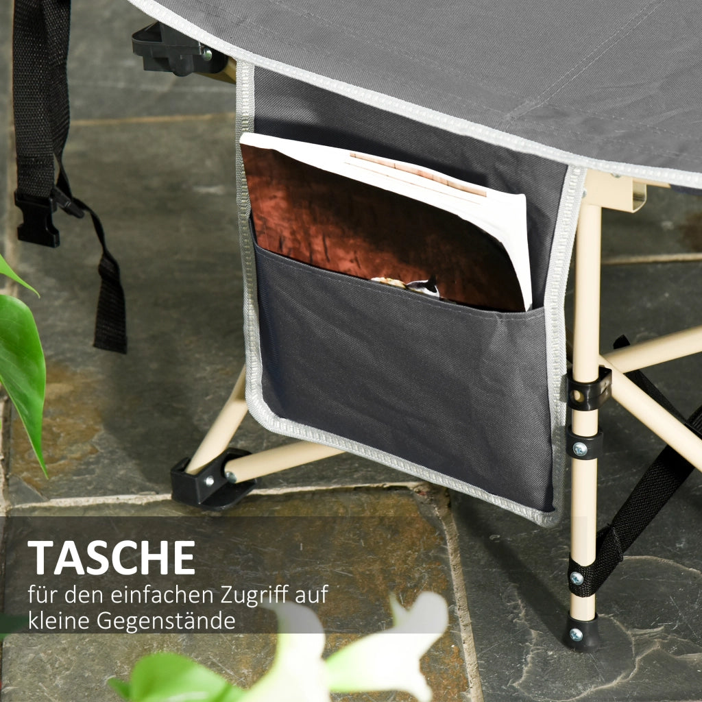 Brandina da Campeggio Pieghevole 190 x 68 x 52 cm Lettino Grigio con Borsa di Trasporto Resistente alle Intemperie