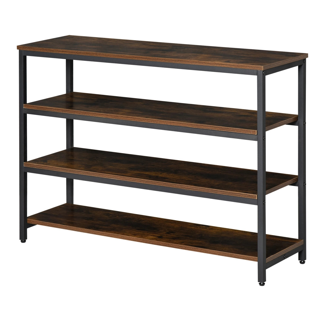 Easycomfort Scaffale Stile Industriale 4 Ripiani, Mobile Libreria per Soggiorno, Ingresso, Camera da Letto, Metallo e Legno, Marrone, 100x30x72cm