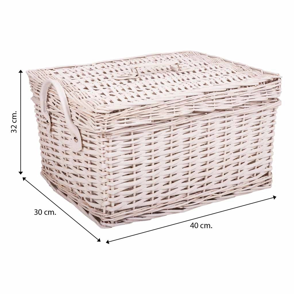 Set di 2 scatole in vimini bianche