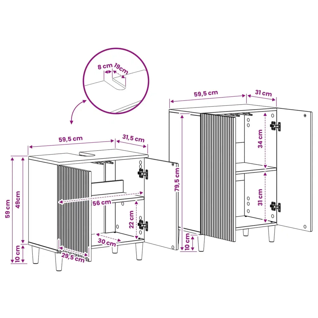 Set di Armadi da Bagno da 2 Pezzi ARNHEM Nero 3417604