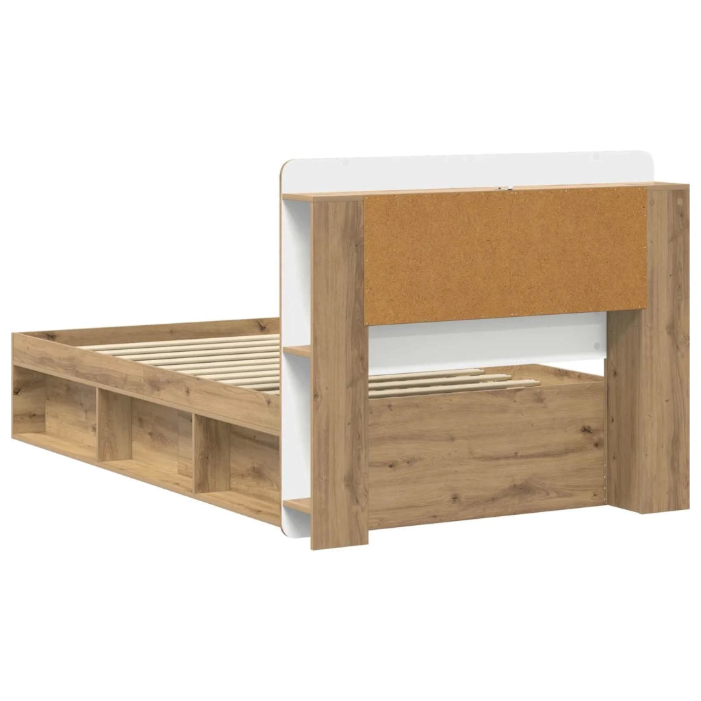 Letto singolo | Letto per adulti | Telaio del letto con storage Rovere Artigianale 75 x 190 cm