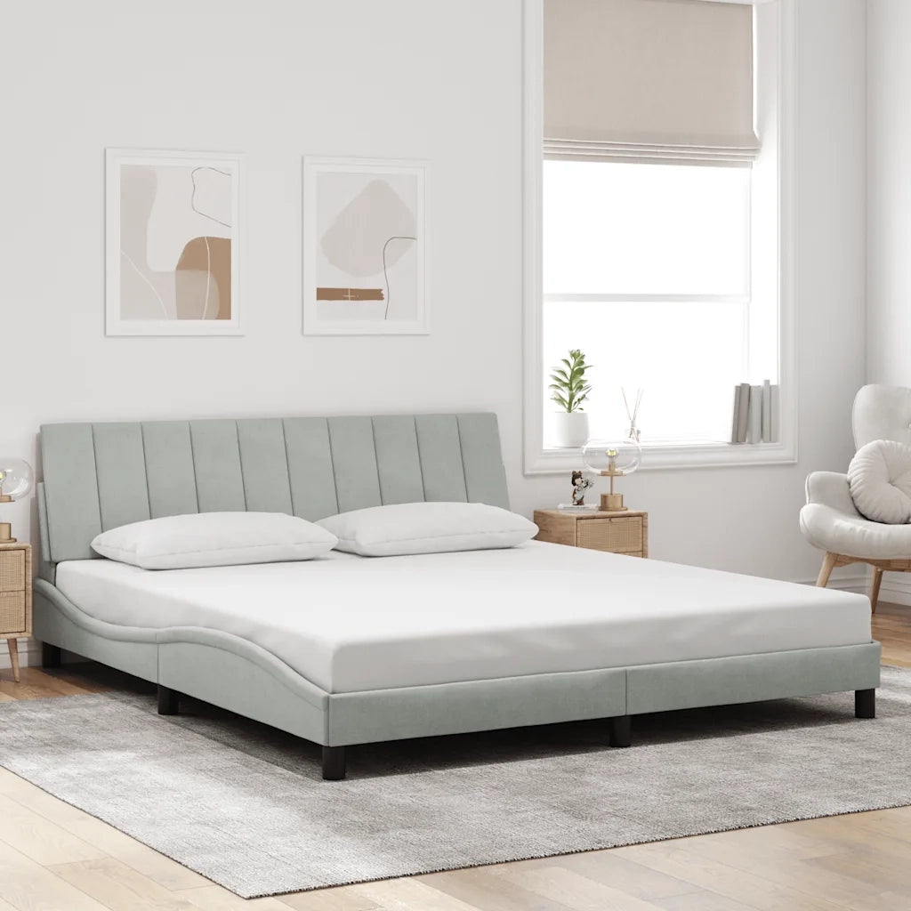 Giroletto senza Materasso-Struttura Letto Hanko Grigio Chiaro 180x200 cm Velluto