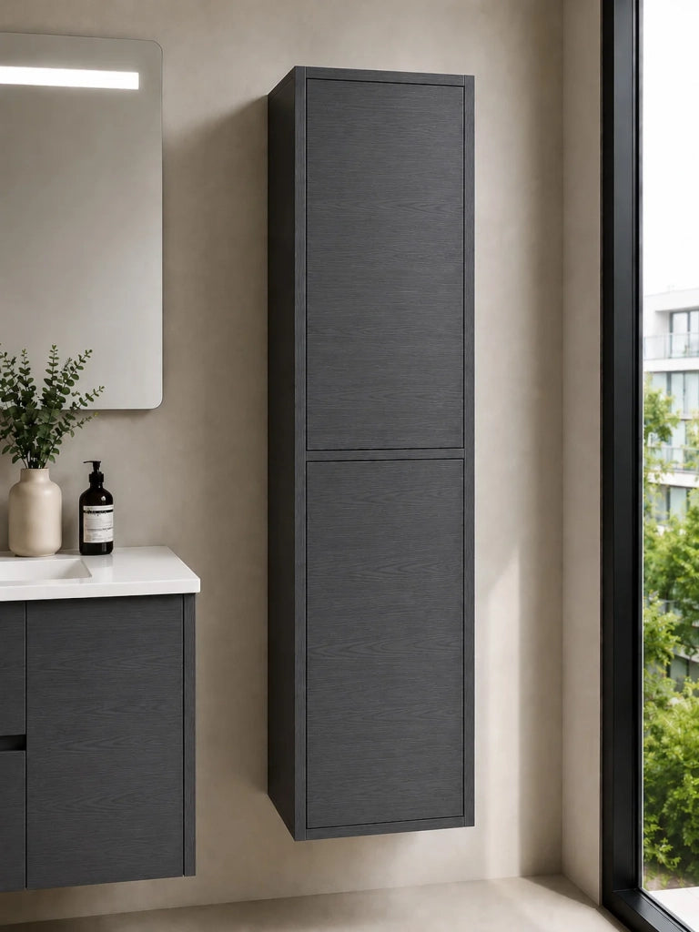 Mobile bagno con piedini con lavabo ORIGENBATH NEBARI con piedini e ante con colonna 80x40 cm grafite con colonna