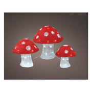 Decoro kaemingk 492069 lumineo set 3 funghetti natalizi acryl