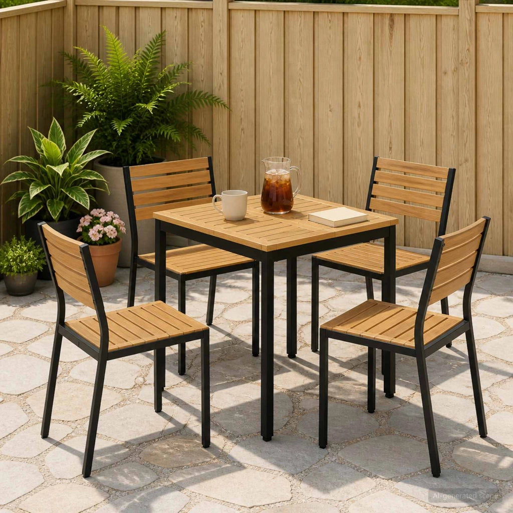 Tavolo da cena da giardino Bianco e Nero 60 x 60,5 x 75 cm 901754