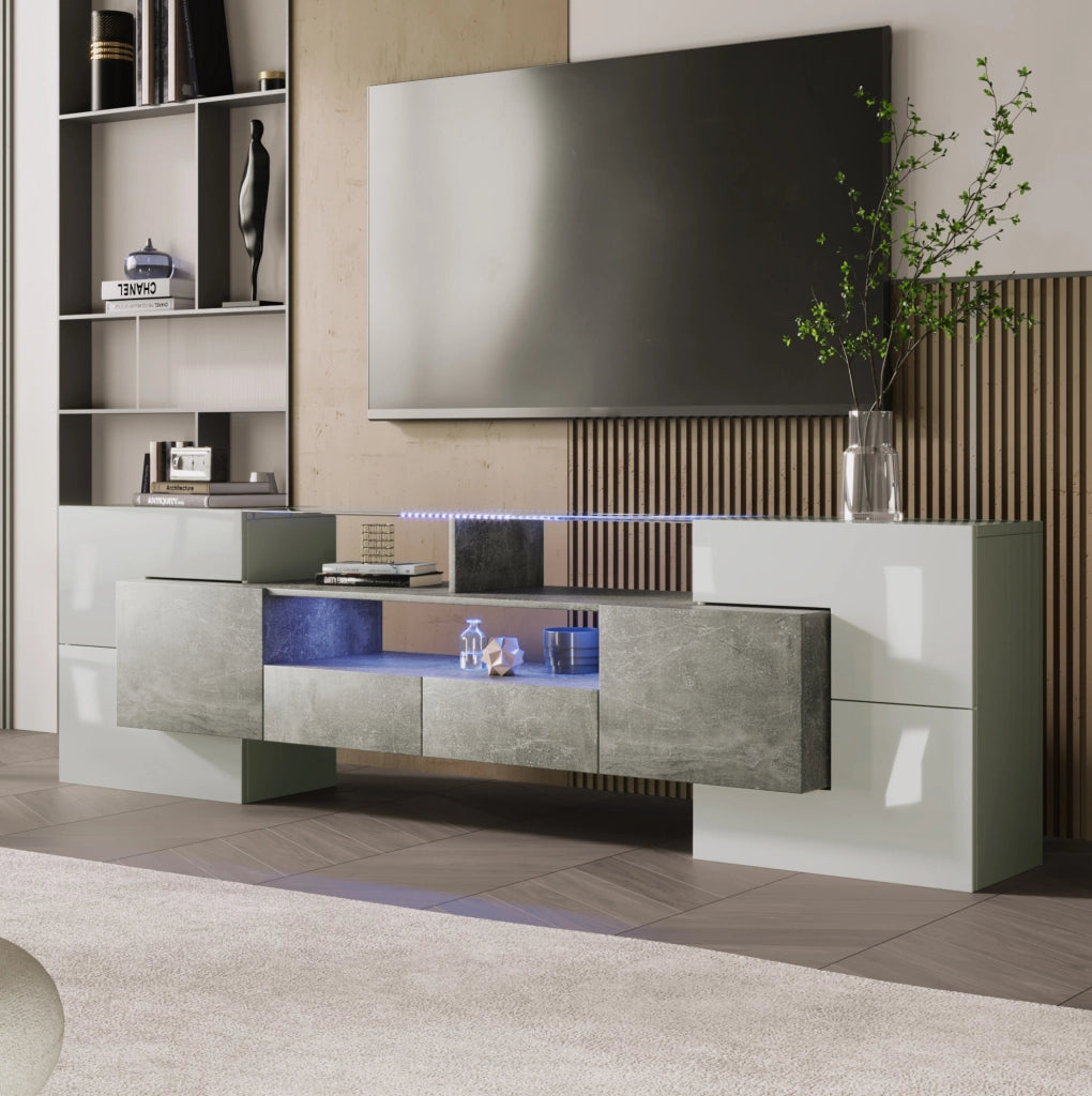 Mobile TV con LED; 200 x 35 x 60 cm; MDF; grigio