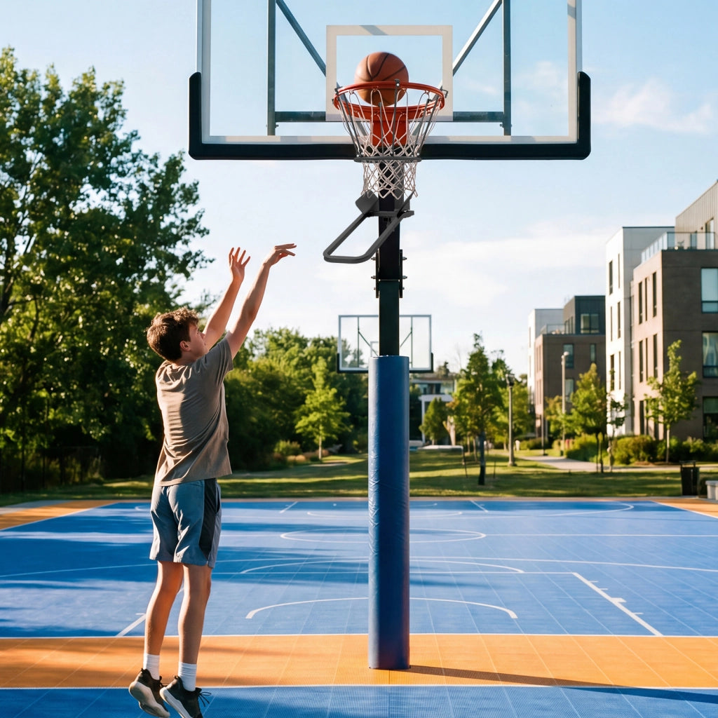 Palla di ritorno per cestino da basket con rotazione di 180¡ã con guida da 54 cm, Sistema di ritorno pallacanestro 6 ganci a forma di c