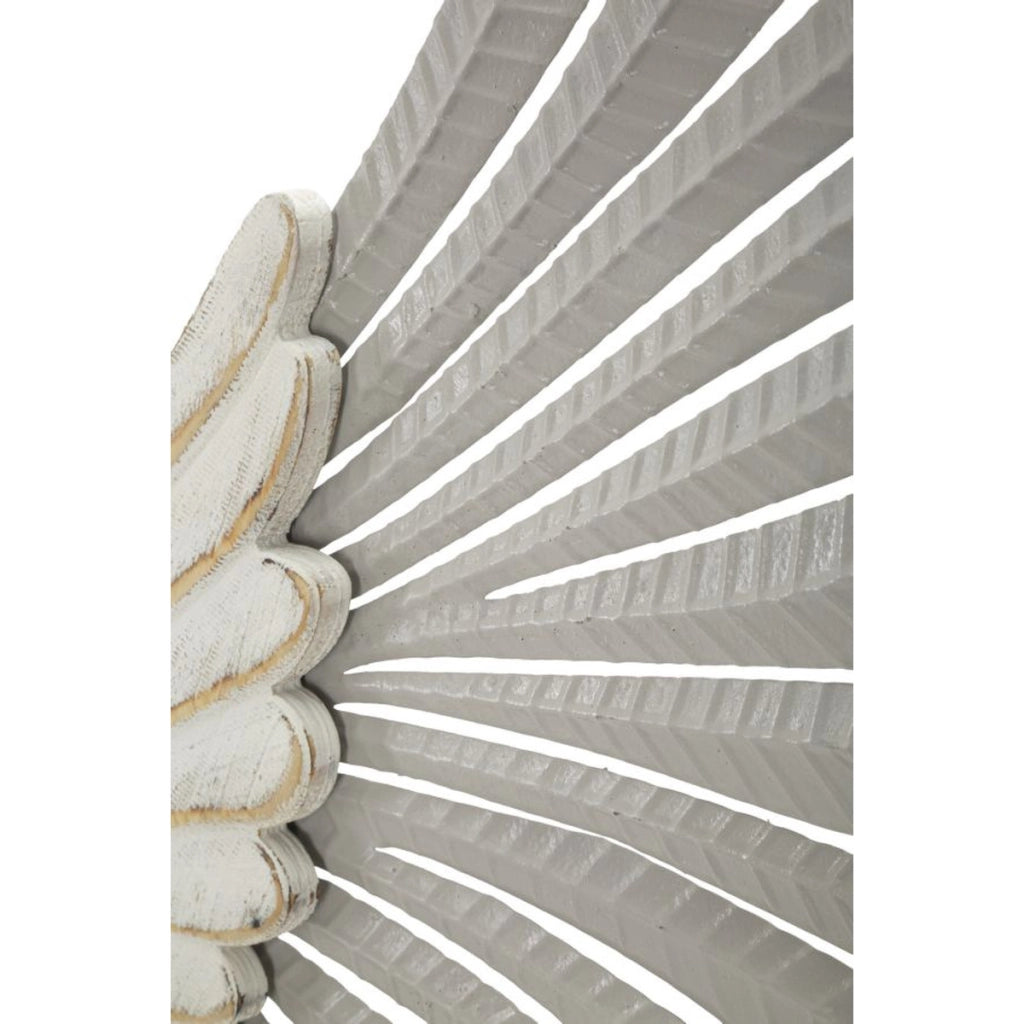 Pannello da parete Ali Natural coppia di ali in ferro e MDF bianco