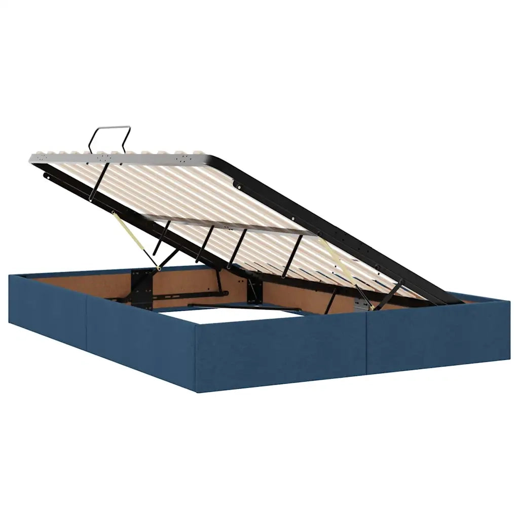 Letto con contenitore e materasso con testiera Blu 140 x 190 cm