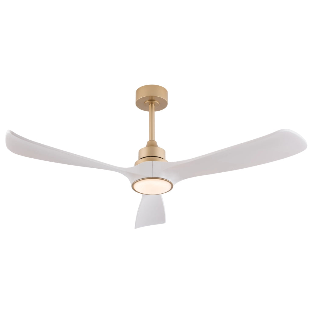 Ventilatore da soffitto ULEVR 52 pollici con luce, telecomando, motore DC reversibile e 3 pale ABS bianco e oro