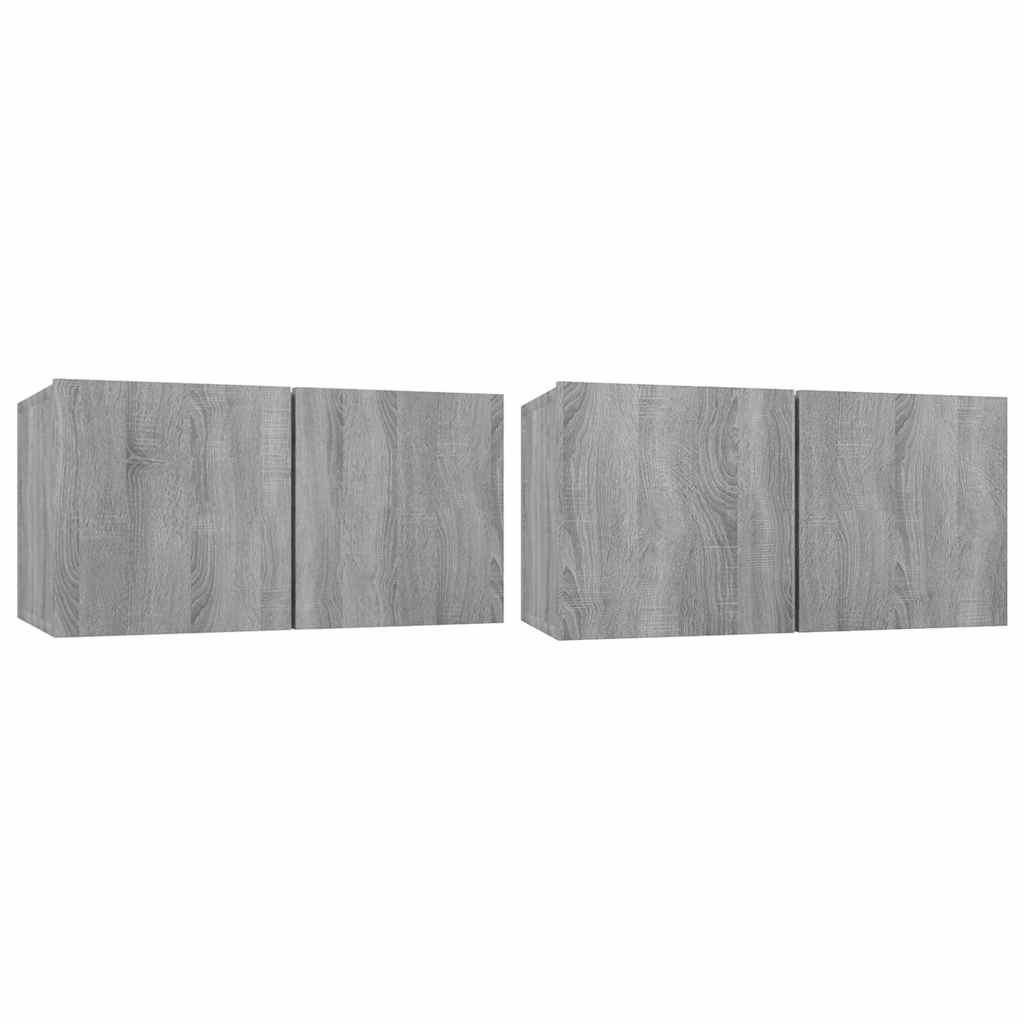 Mobili TV Pensili Grigio Sonoma 2 pz 60x30x30 Legno Multistrato 815871