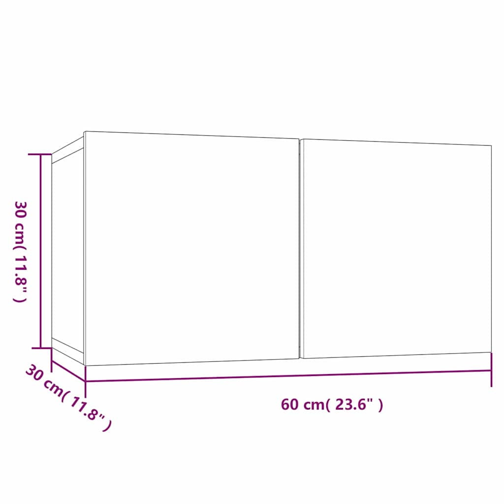 Mobili TV Pensili Grigio Sonoma 2 pz 60x30x30 Legno Multistrato 815871