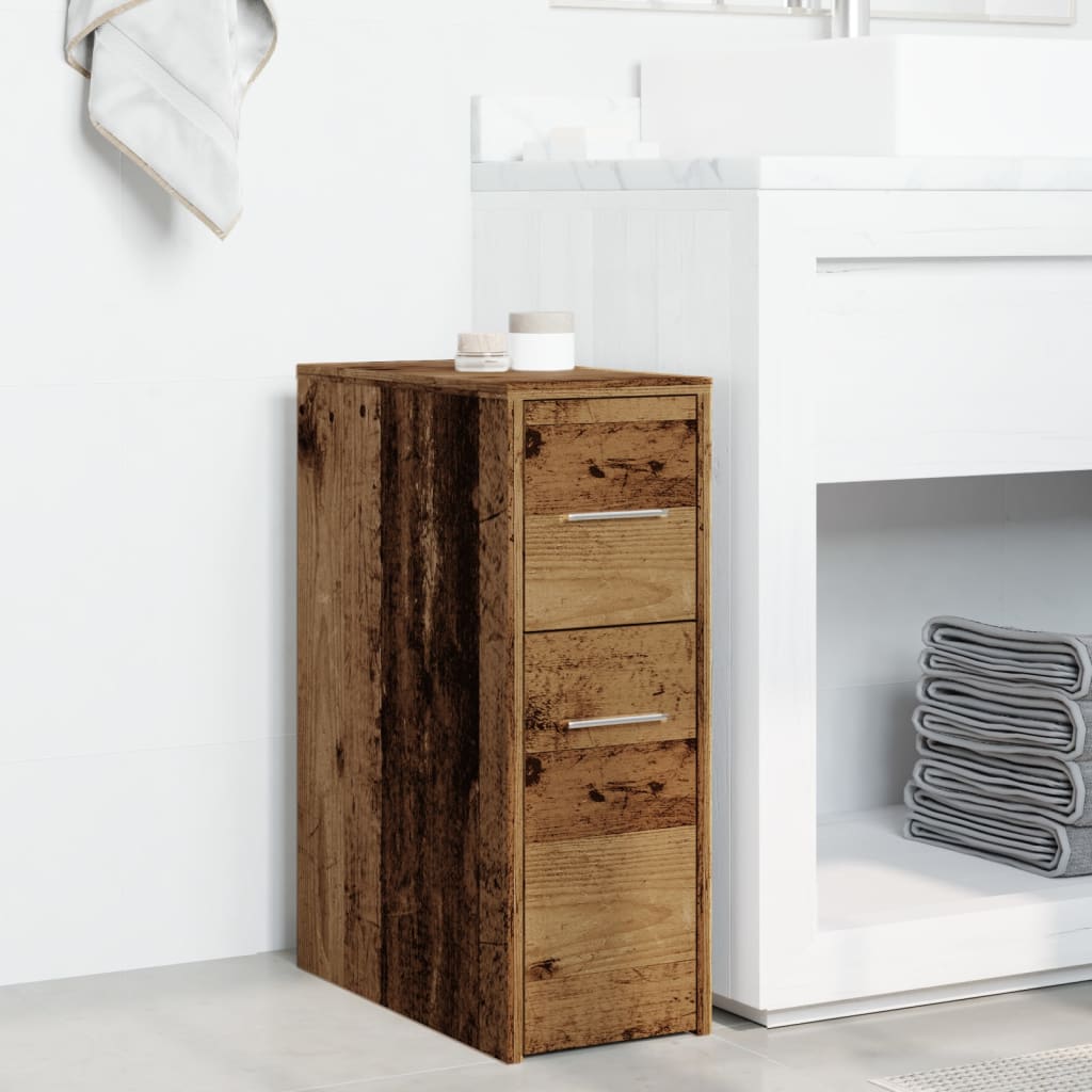 Armadietto da Bagno Stretto con Ruote Rovere Antico Truciolato 855284