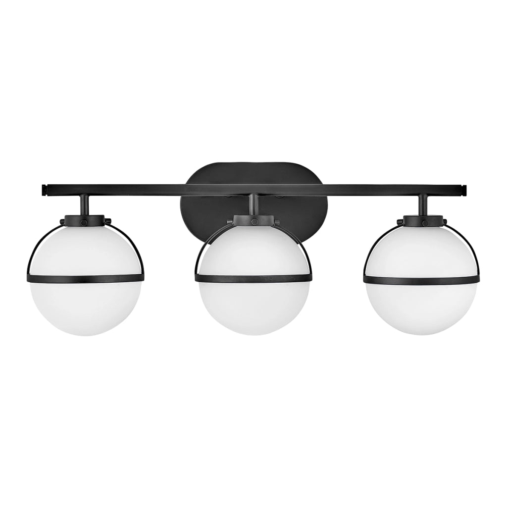 Applique bagno Hollis nera 3 sfere bianche E14 IP44