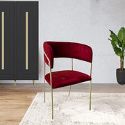 Set 4 Sedia tessuto rosso scuro e struttura oro Key