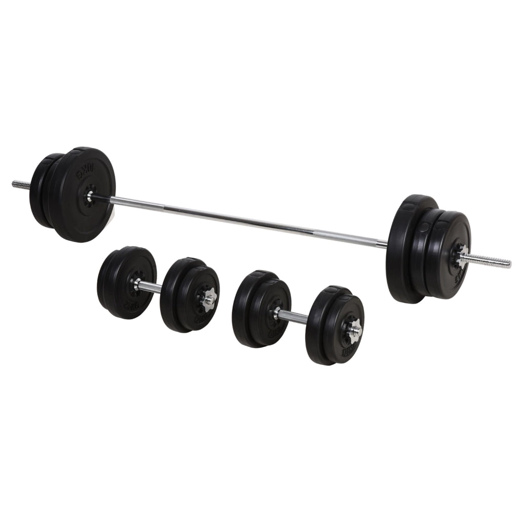 Set Bilanciere e Manubri 65kg ¨C Xylo ¨C 14 Dischi Acciaio e Plastica
