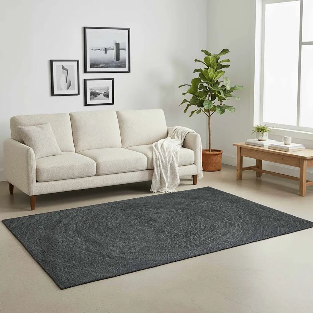 Tappeti per area | Tappeti a zone Grigio Scuro 200 x 200 cm Juta