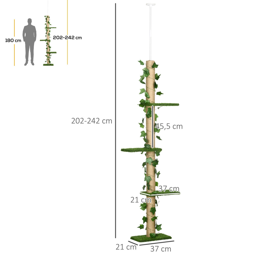 Tiragraffi da soffitto regolabile 202-242 cm verde