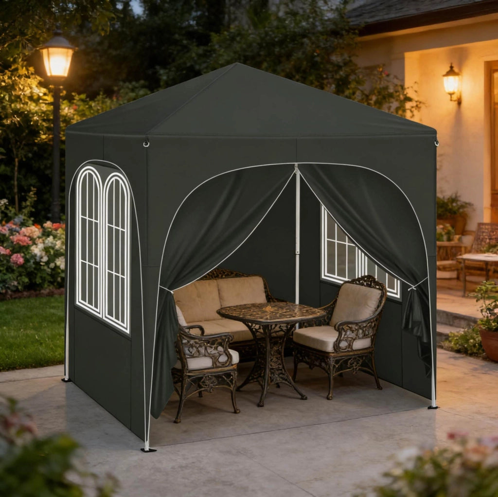 Gazebo pieghevole 2x2 m grigio con pareti laterali