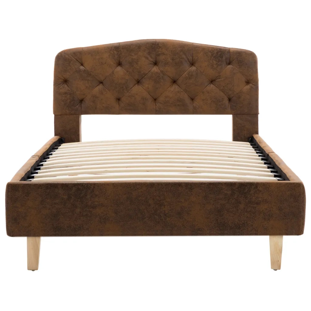 Giroletto-Struttura Letto Marrone in Similpelle Scamosciata 90x200 cm 615898