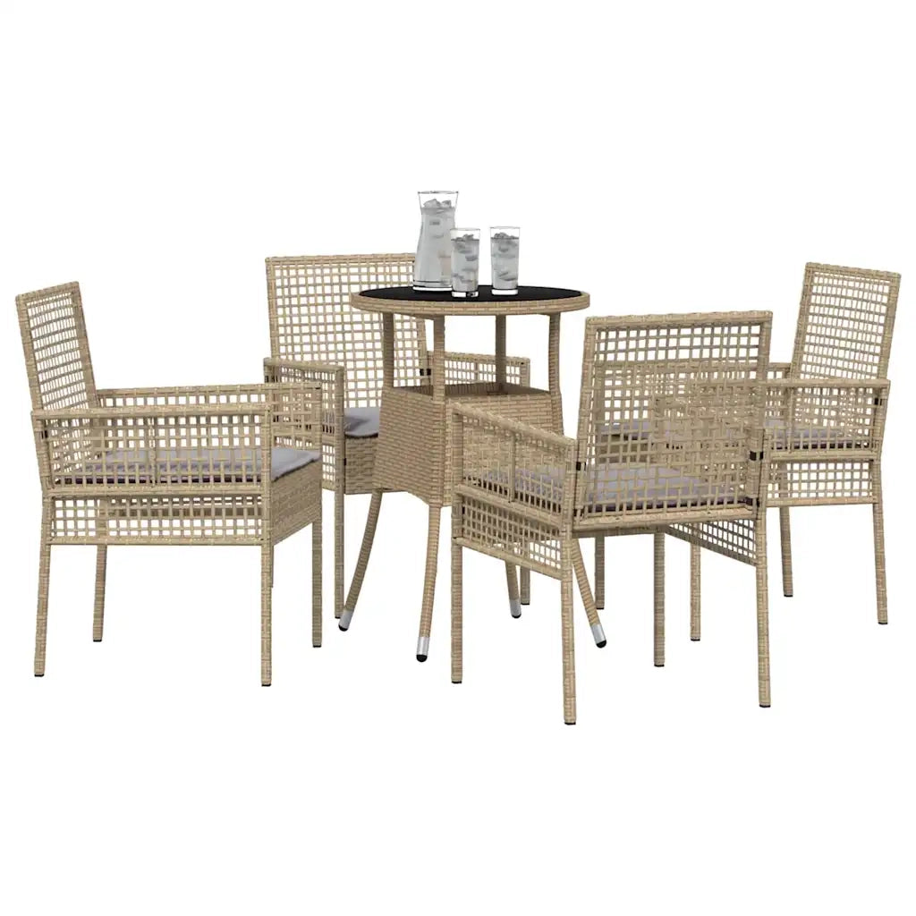 Set da Pranzo per Giardino 5 pcs Beige polyrattan 3334948