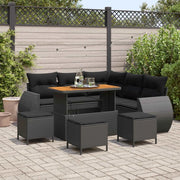 Set Divano da Giardino 9 pcs 8-Numero di posti Nero polyrattan 3363829