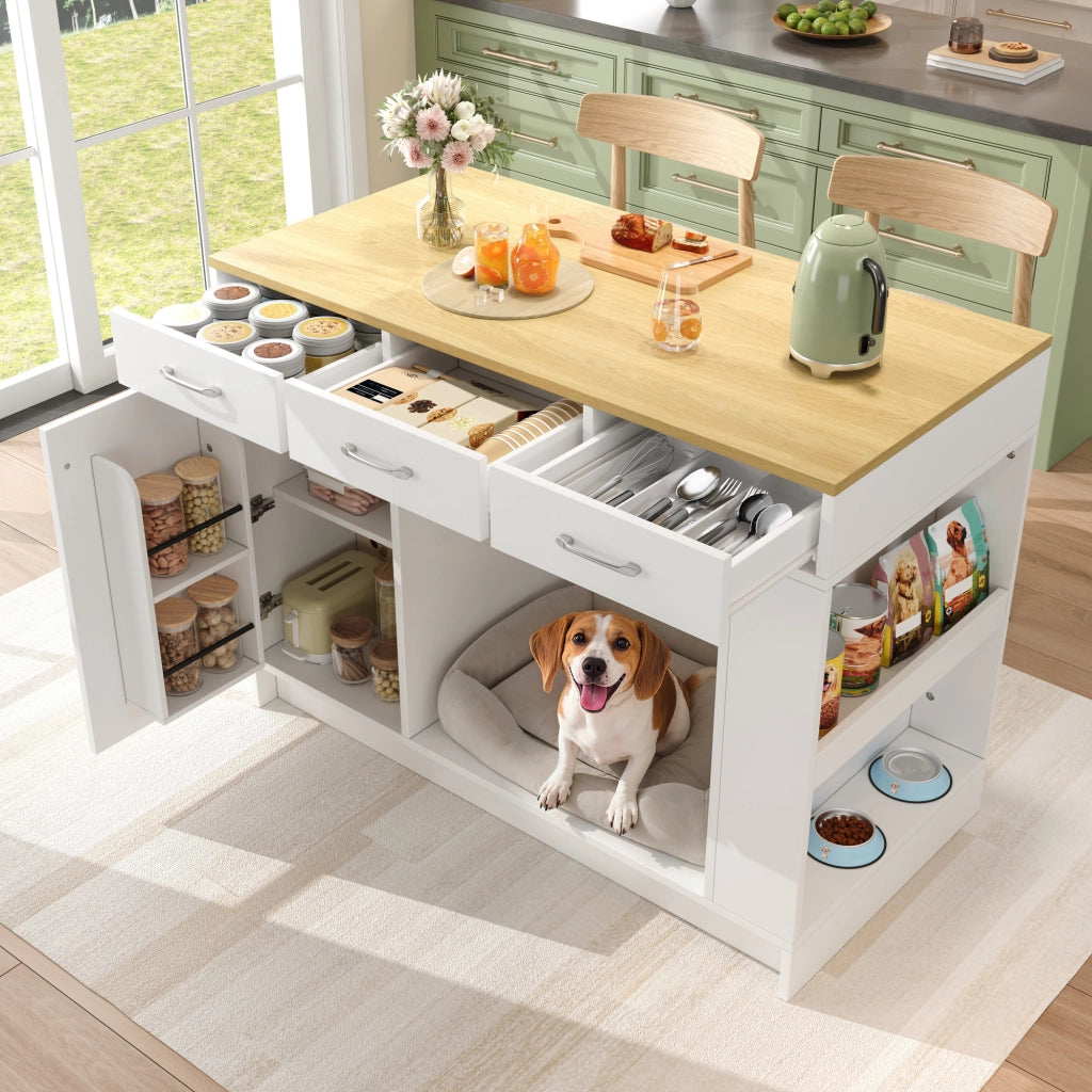 Mobile contenitore con 3 cassetti e ripiano regolabile - per cucina - in MDF - bianco