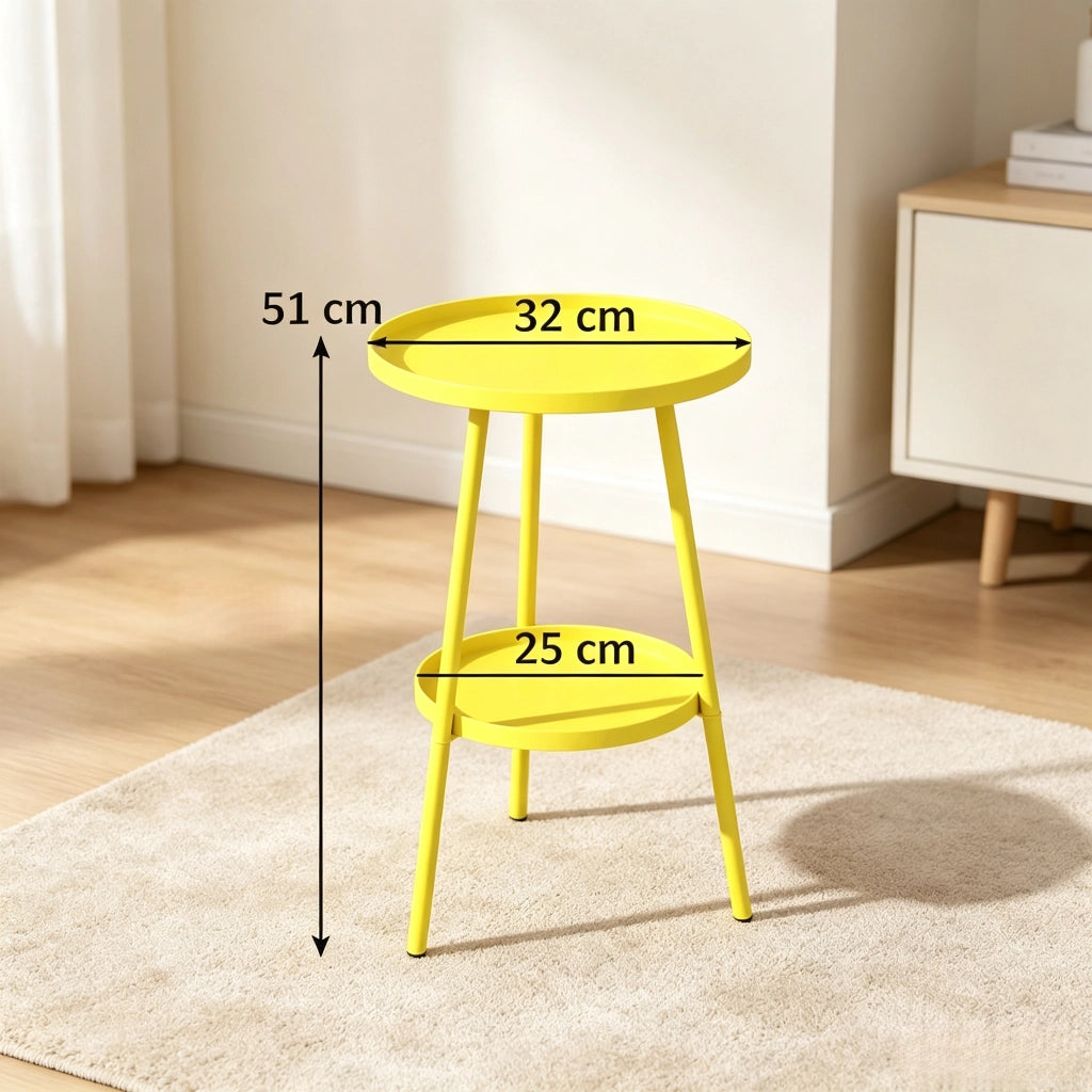 TAVOLINO da giardino rotondo Ø 32 x 51 H cm in metallo giallo