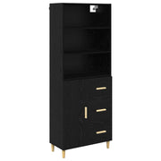 Credenza | Madia | Buffet da pranzo | Armadio da pranzo Rovere Nero 69,5 x 32,5 x 180 cm Legno multistrato