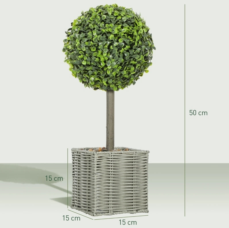 Set di 2 piante artificiali 50 cm in plastica verde UV per interno ed esterno